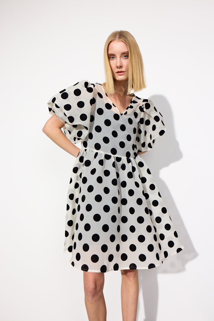 HUNKØN Bobby Dress Kjoler White w/ dots