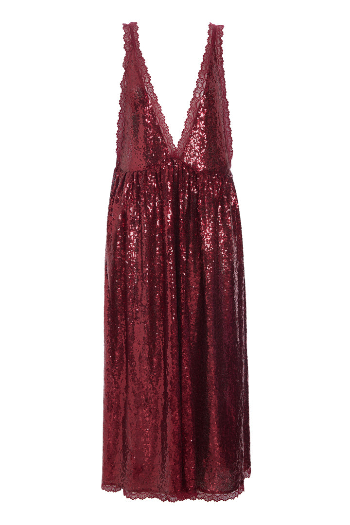 HUNKØN Bodil Dress Kjoler Deep red