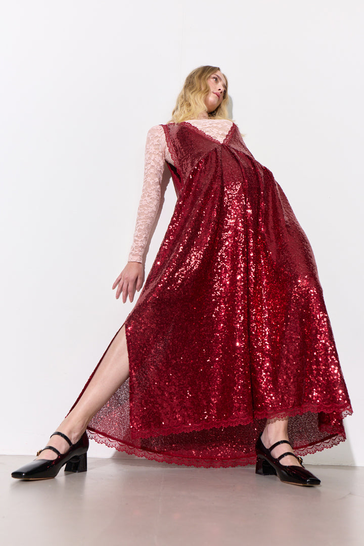 HUNKØN Bodil Dress Kjoler Deep red