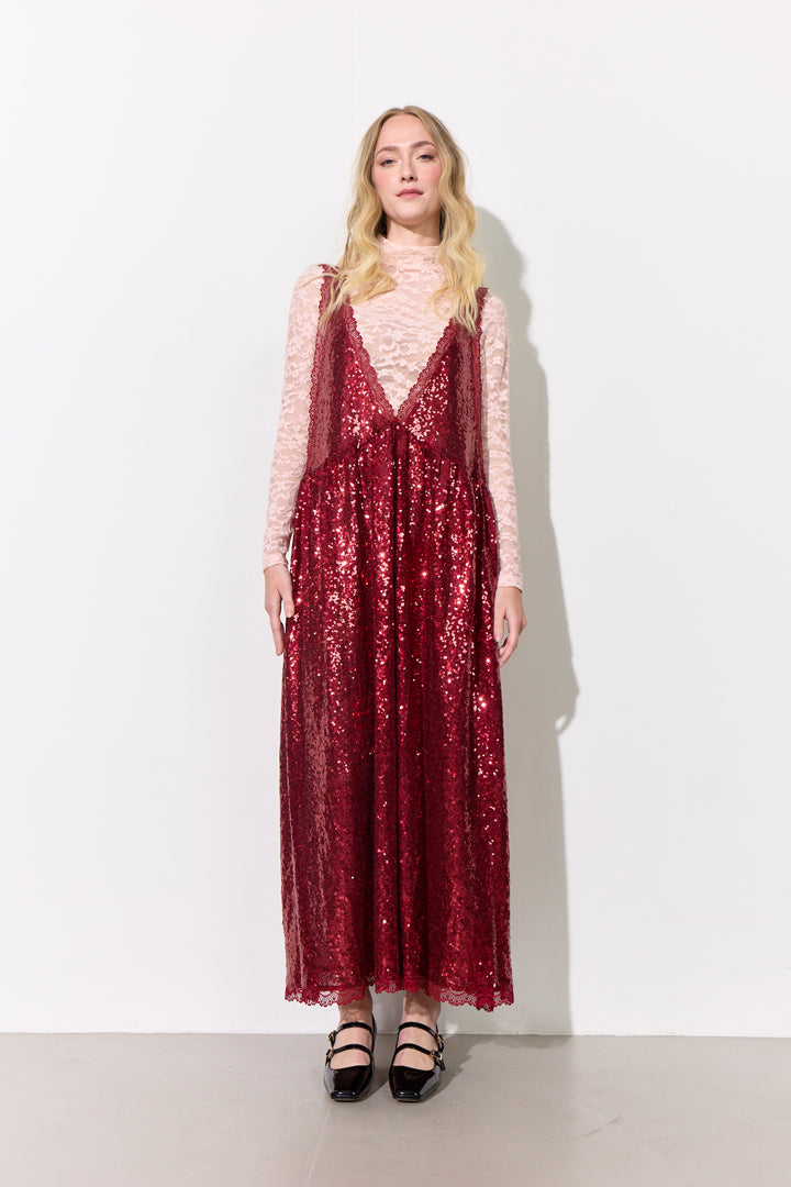 HUNKØN Bodil Dress Kjoler Deep red