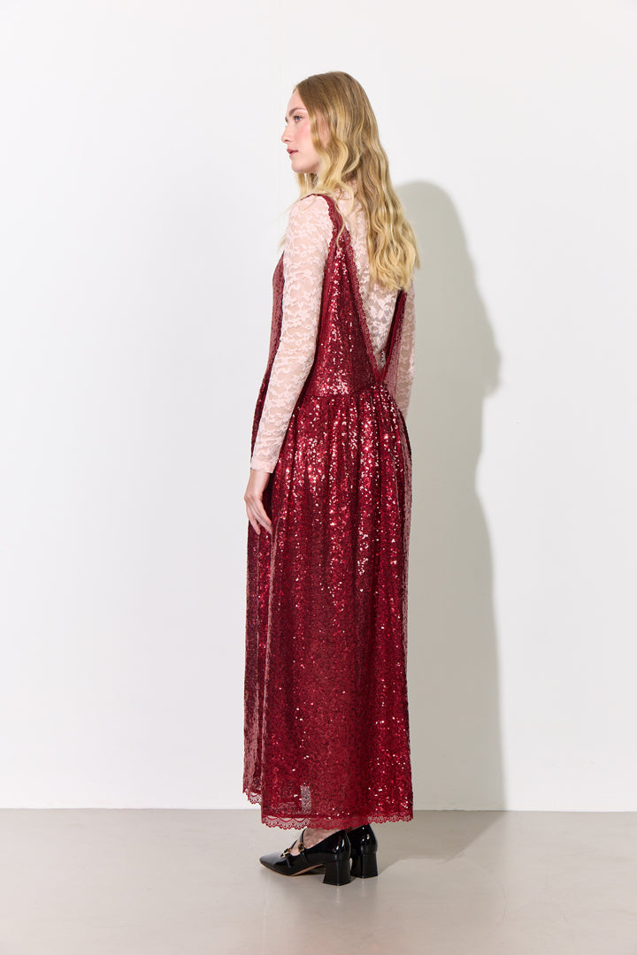 HUNKØN Bodil Dress Kjoler Deep red