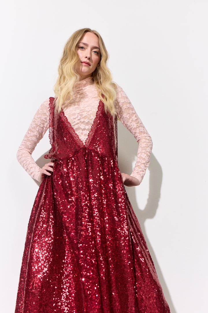 HUNKØN Bodil Dress Kjoler Deep red