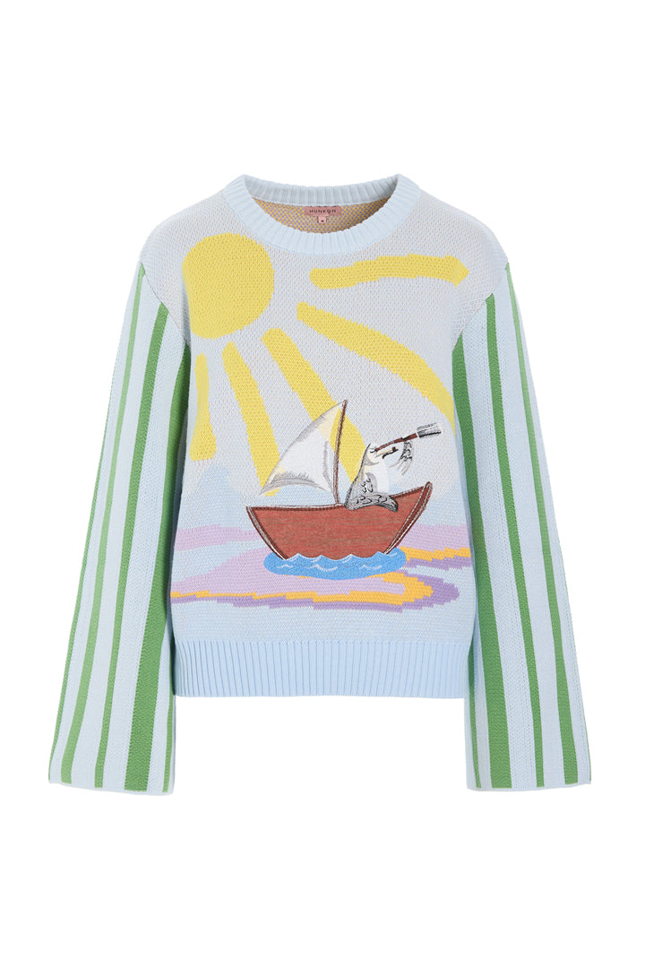 HUNKØN Bubbles Blouse Bluser Blue Sea