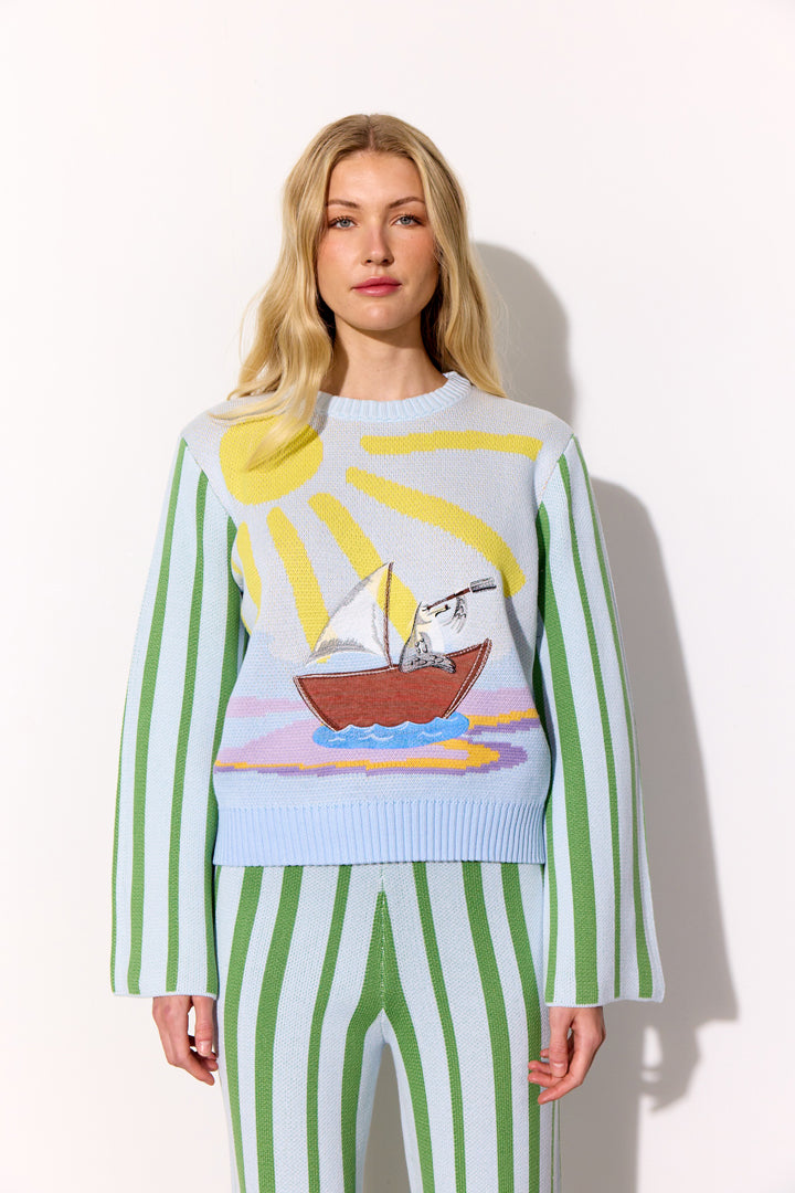 HUNKØN Bubbles Blouse Bluser Blue Sea