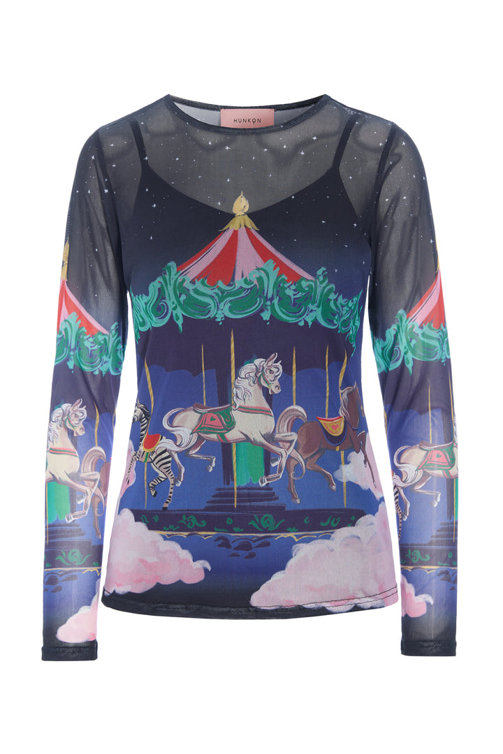 HUNKØN Calista Mesh Blouse Bluser Dream Fairground Art Print