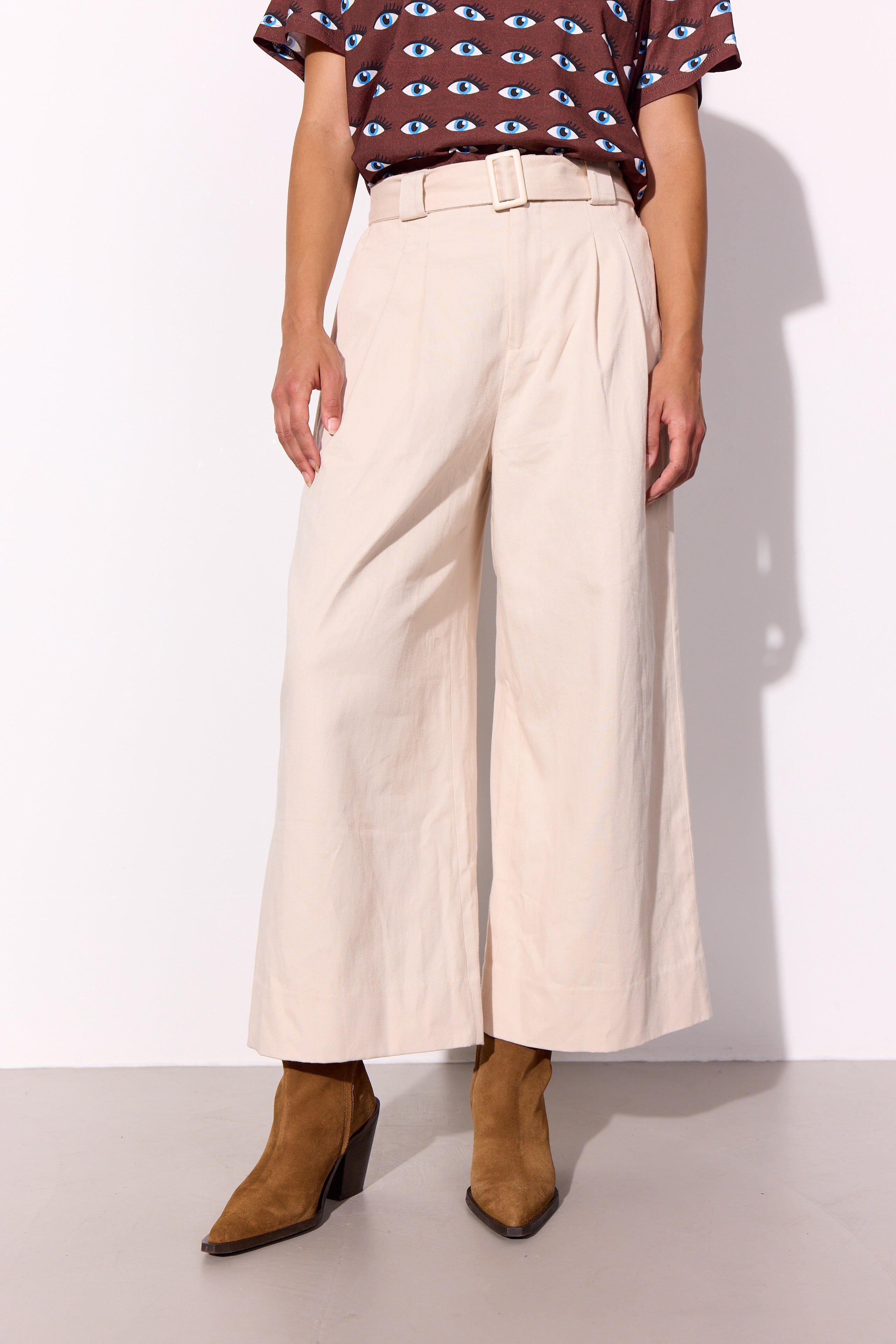 HUNKØN Camden Wide Trousers Bukser Cream