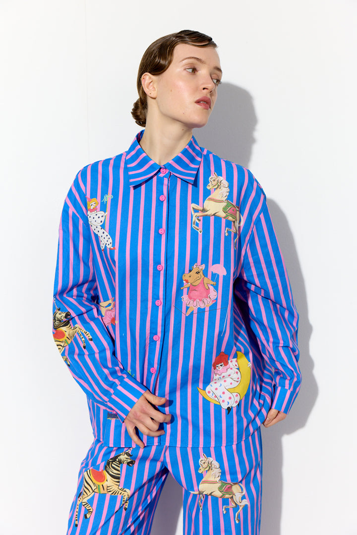 HUNKØN Cosmia Shirt Skjorter Blue Showstopper Art Print