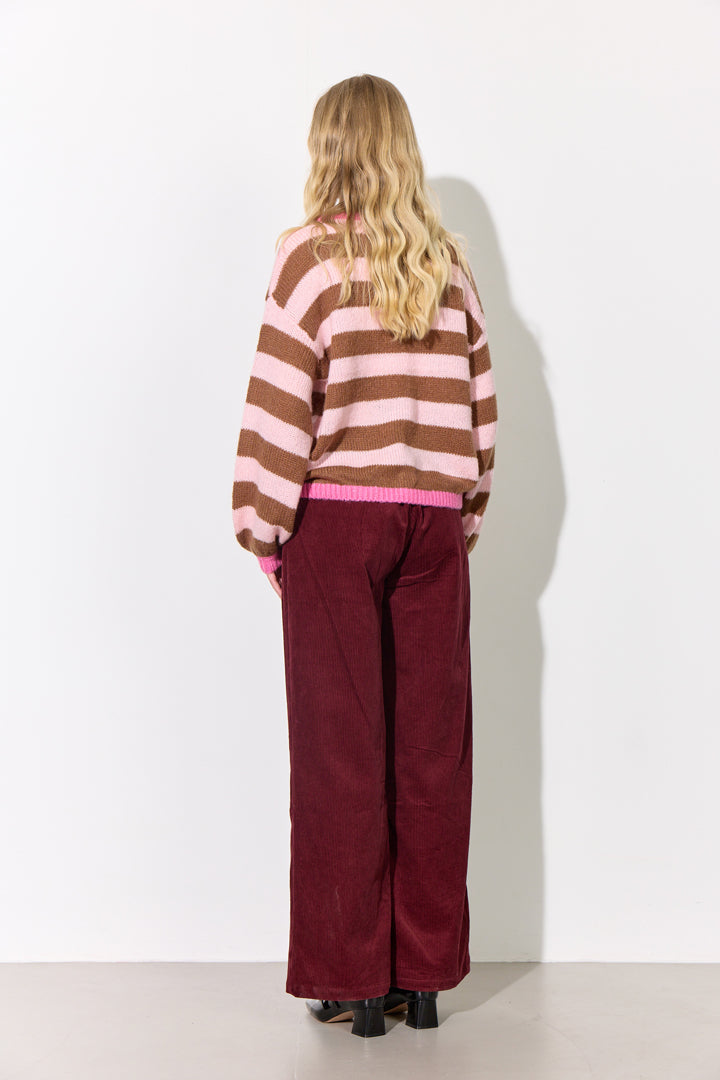 HUNKØN Curtis Knit Blouse Bluser Peach Striped