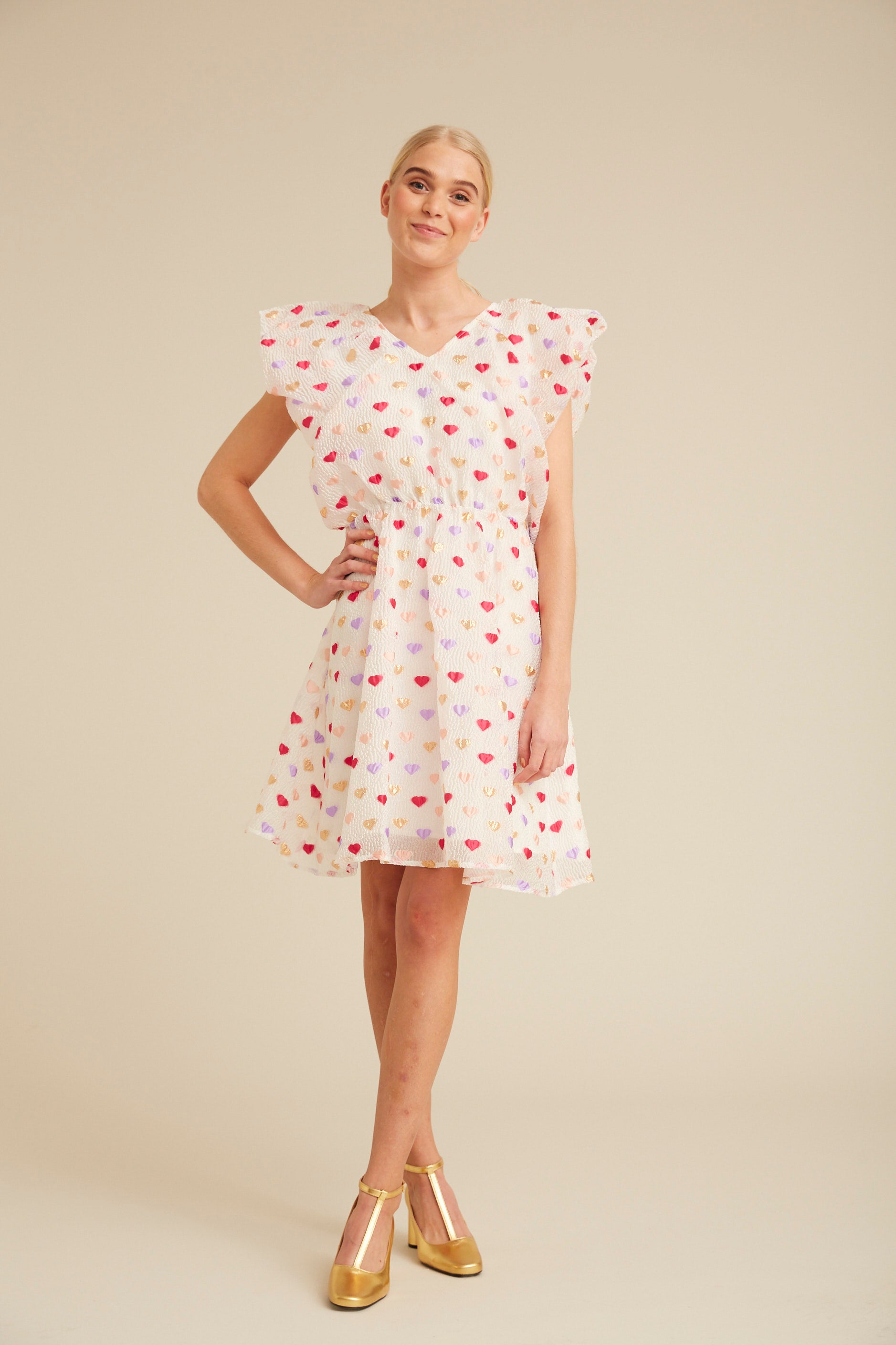 HUNKØN Dahlia Wing Dress Kjoler Pink Hearts