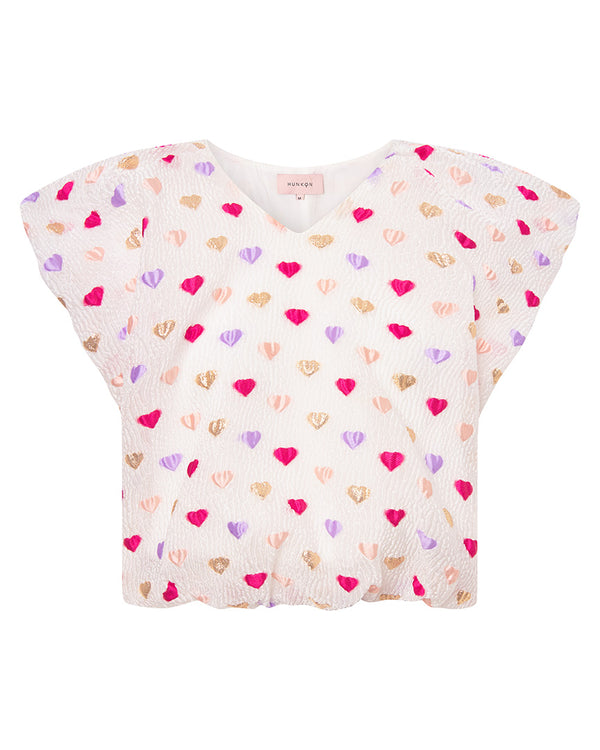 HUNKØN Dahlia Wing Top Toppe Pink Hearts