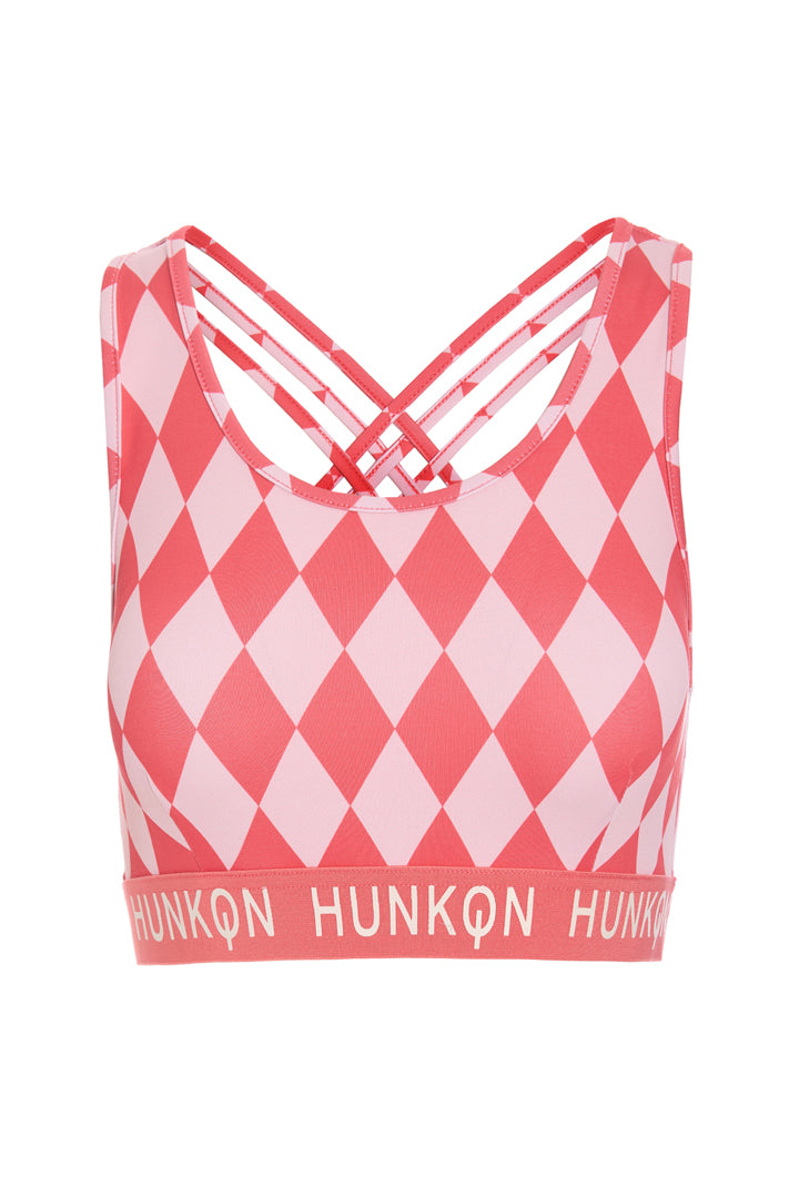 HUNKØN Dallas Yoga Top Yoga Toppe Red Harlequin