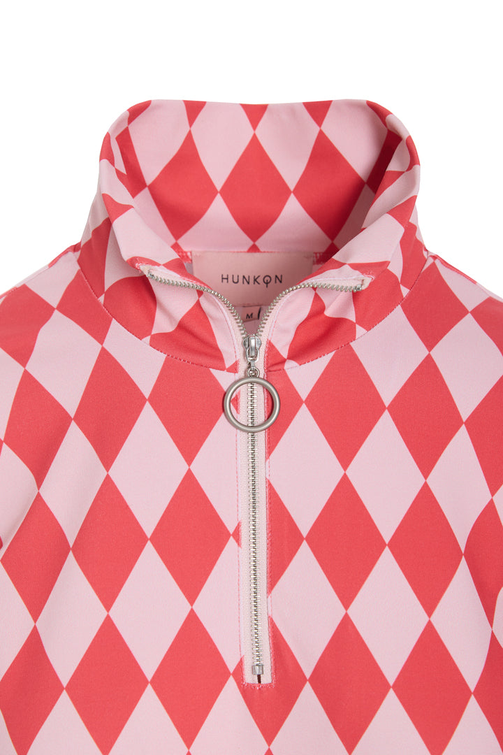 HUNKØN Dallas Zipper Blouse Bluser Red Harlequin