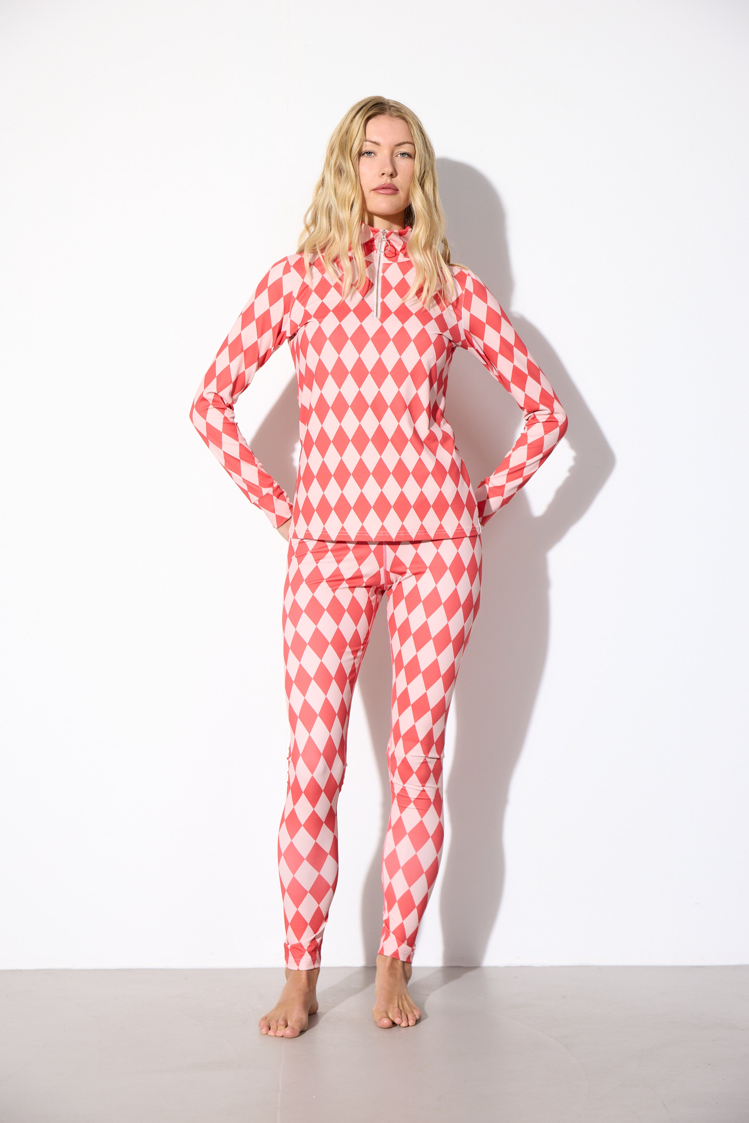 HUNKØN Dallas Zipper Blouse Bluser Red Harlequin