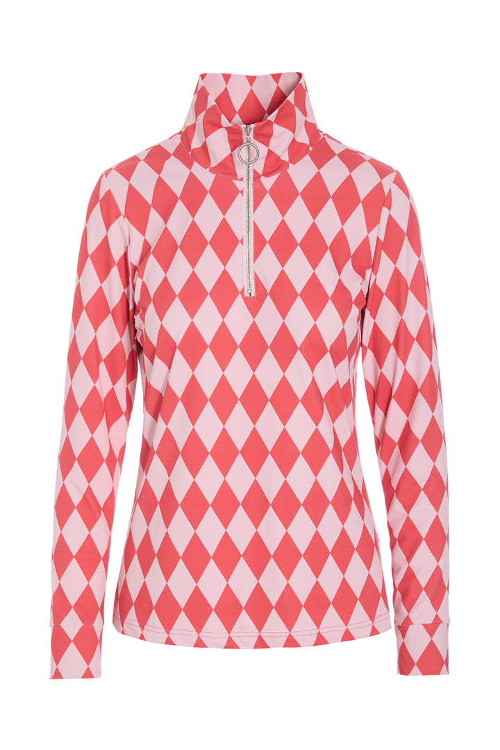 HUNKØN Dallas Zipper Blouse Bluser Red Harlequin