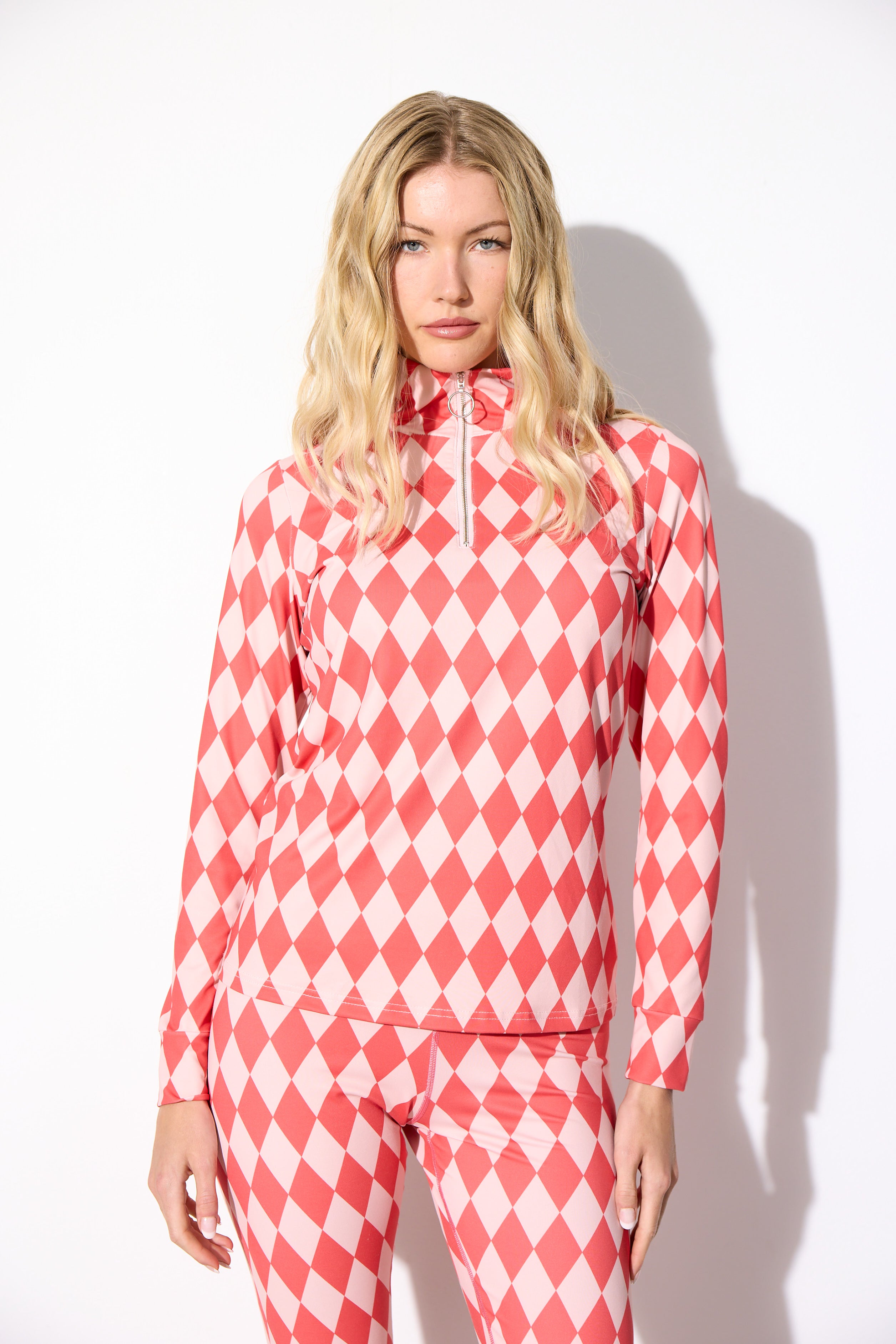 HUNKØN Dallas Zipper Blouse Bluser Red Harlequin