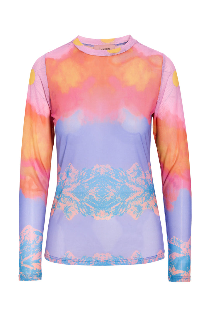 HUNKØN Devon Mesh Blouse Bluser Horizon Art Print