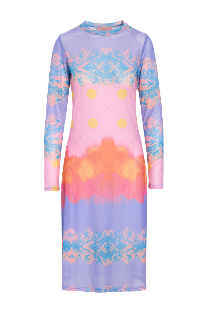 HUNKØN Devon Mesh Dress Kjoler Horizon Art Print