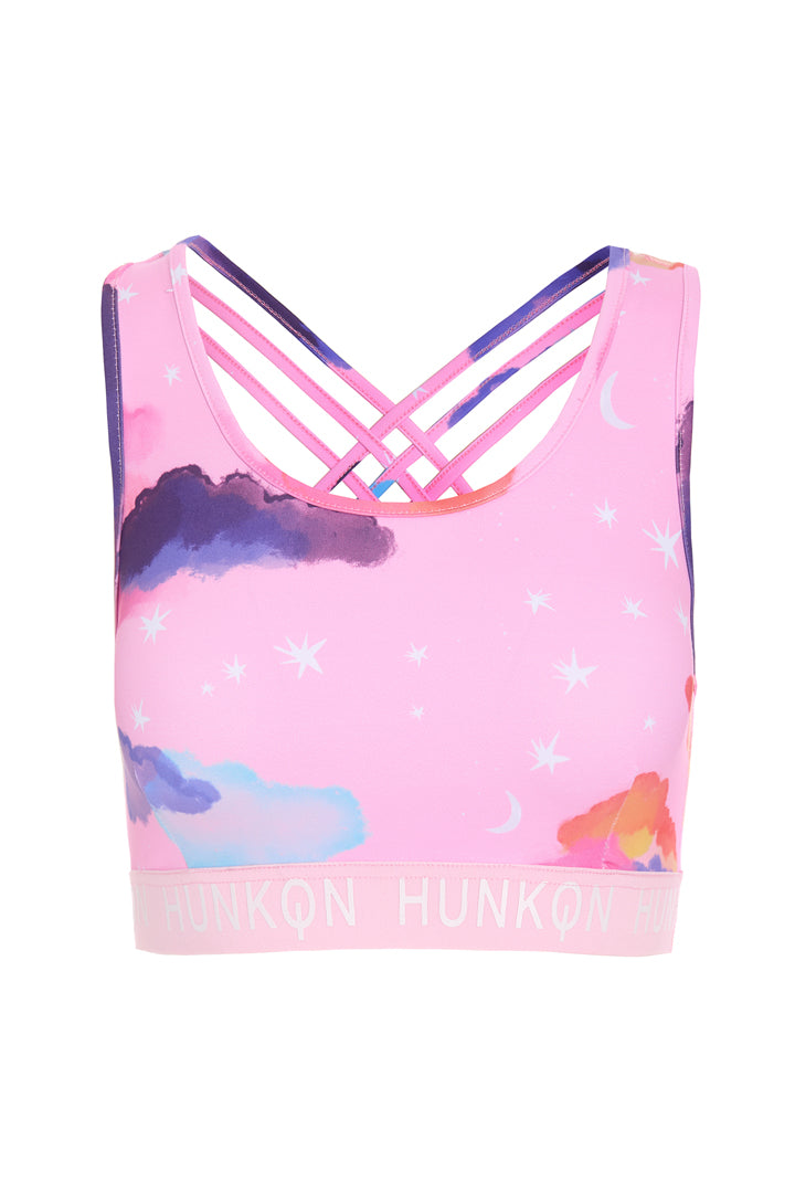 HUNKØN Diana Yoga Top Toppe Pink sky Art Print
