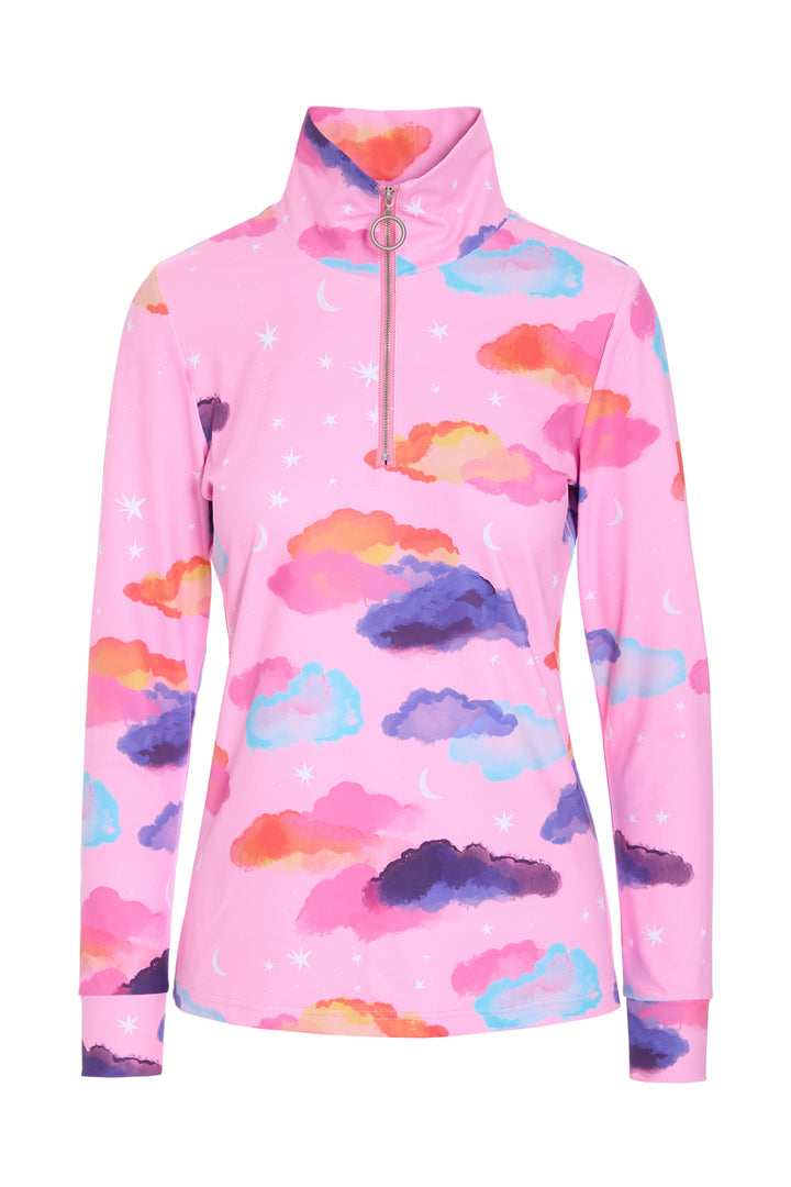 HUNKØN Diana Zipper Blouse Bluser Pink sky Art Print