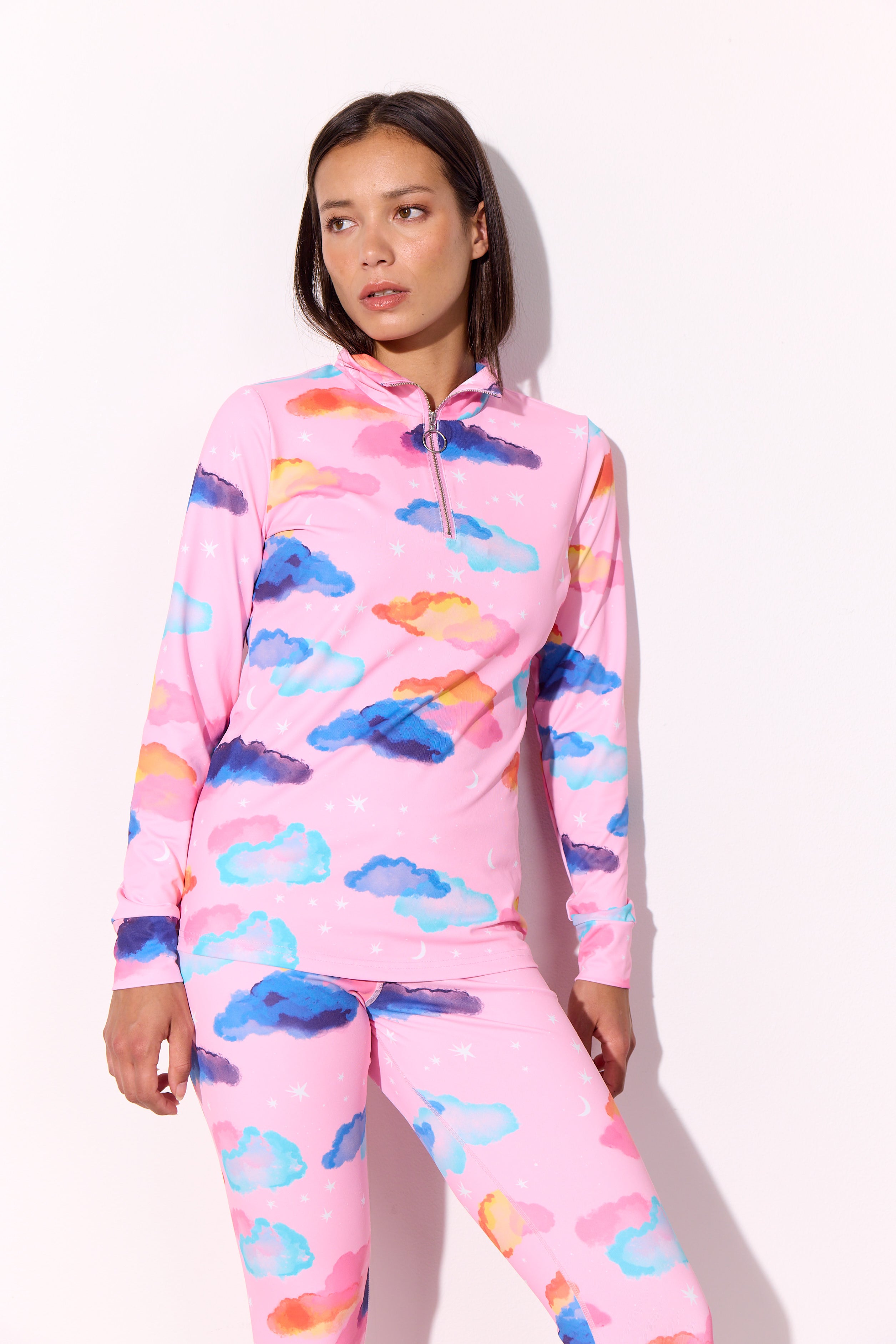 HUNKØN Diana Zipper Blouse Bluser Pink sky Art Print