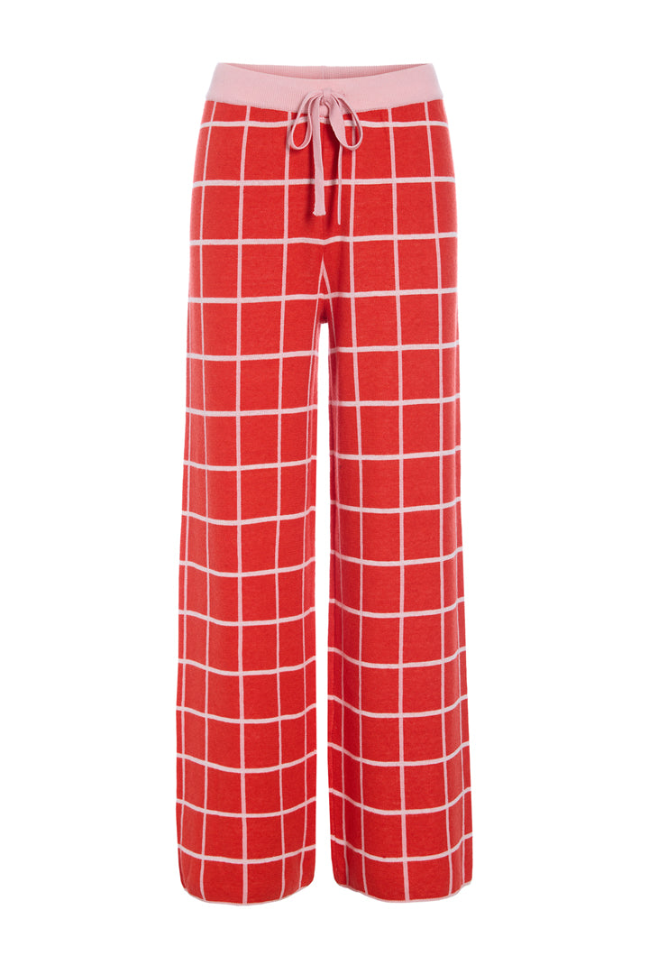 HUNKØN Dusty Knit Pants Bukser Red Checked