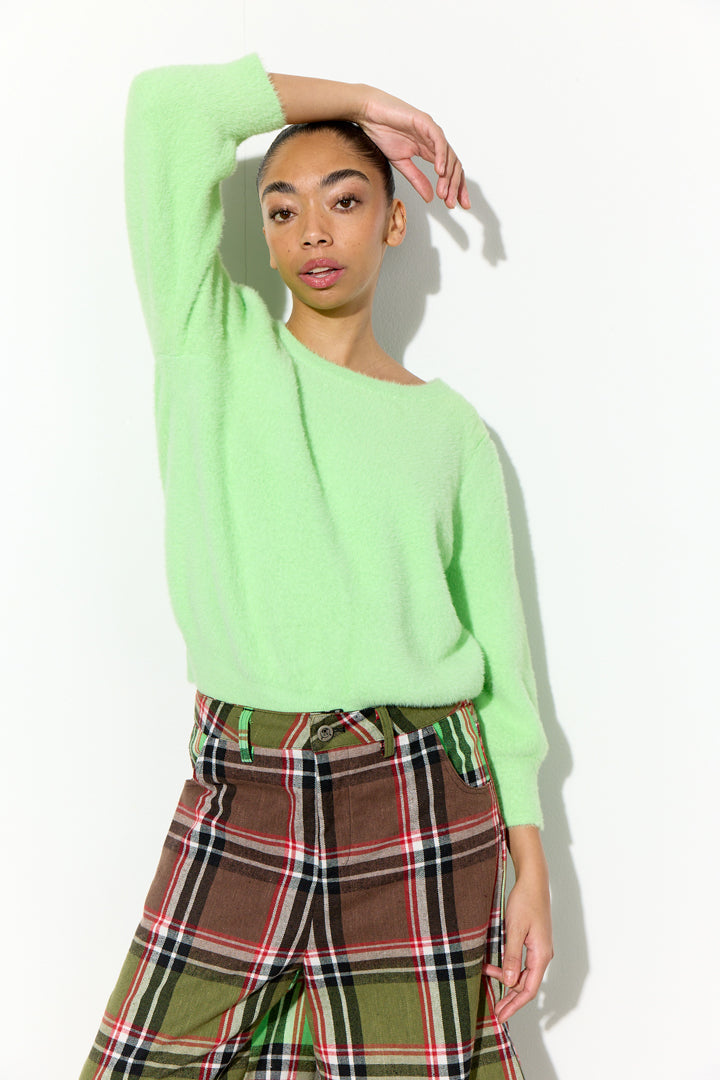 HUNKØN Enya Knit Blouse Bluser Electric Lime