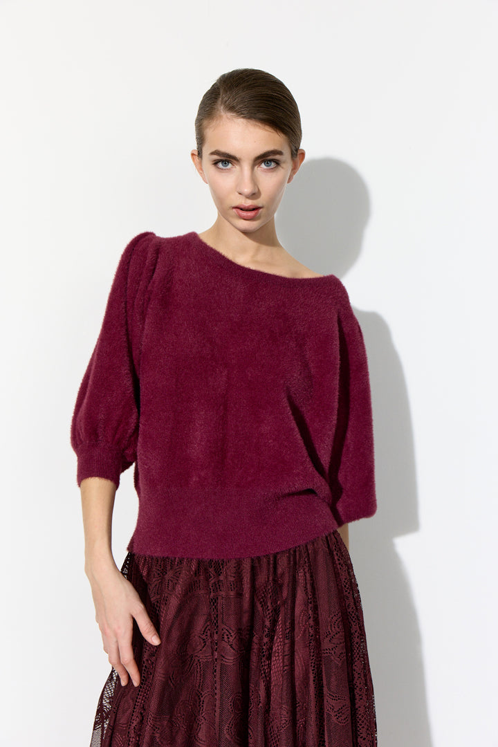 HUNKØN Enya Knit Blouse Bluser Oxblood