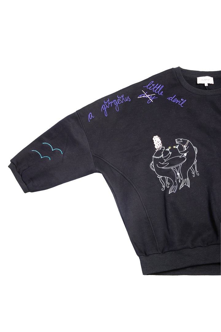 HUNKØN Eva Sweatshirt Sweatshirts Black