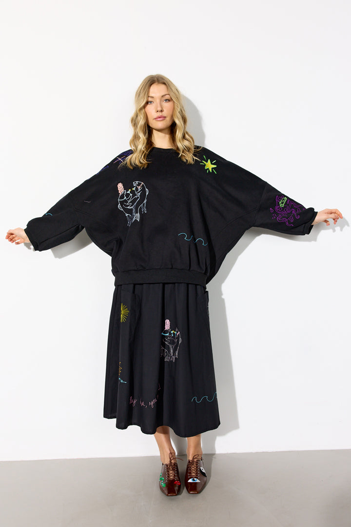 HUNKØN Eva Sweatshirt Sweatshirts Black