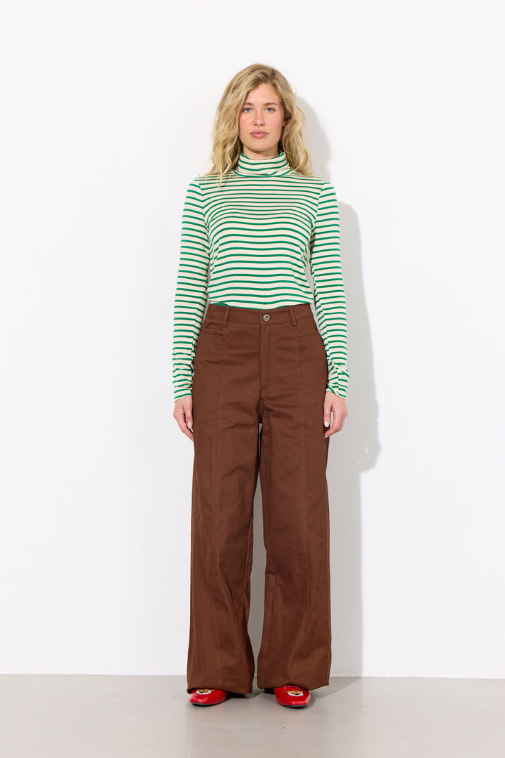 HUNKØN Halima Turtleneck Bluser Green Striped