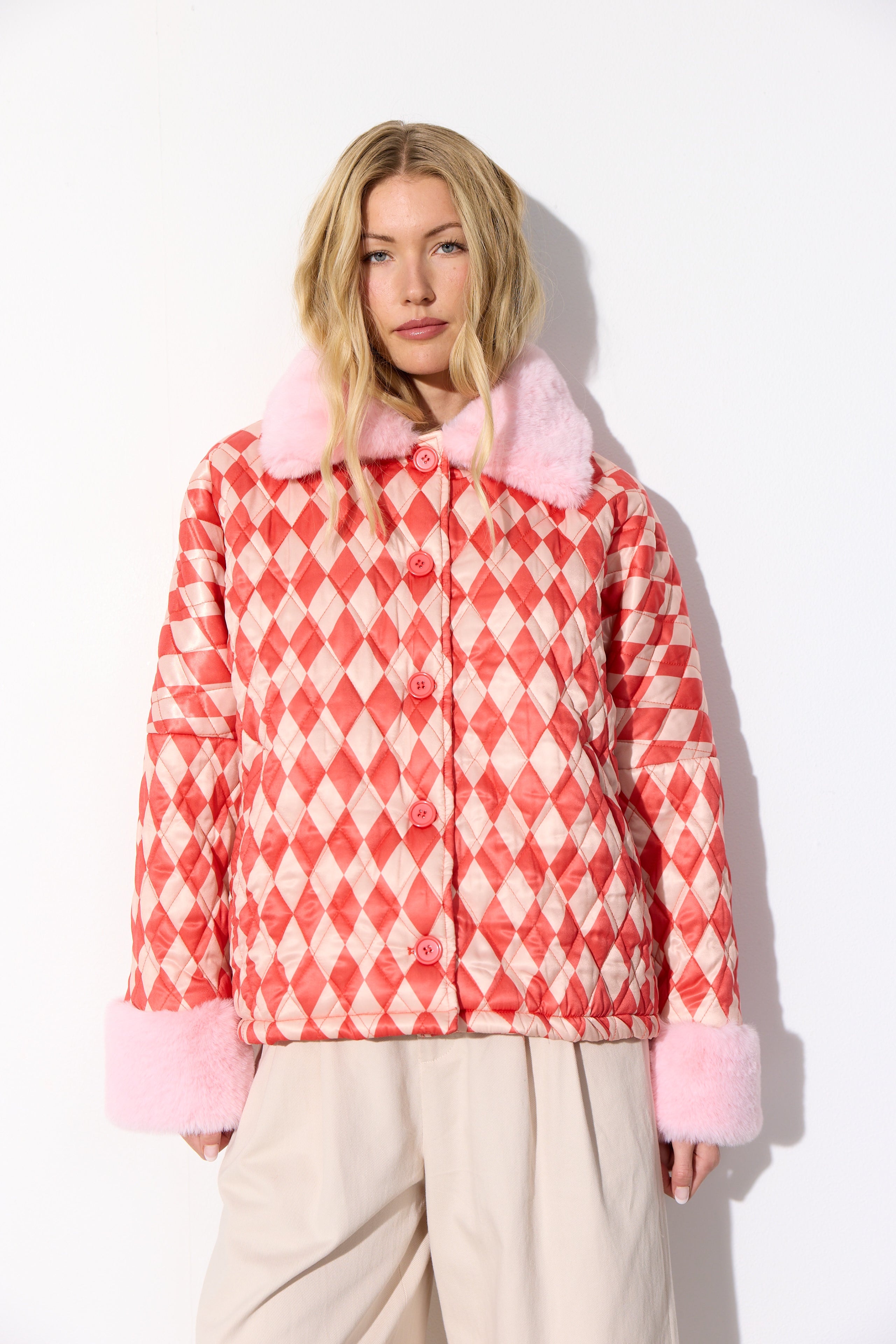HUNKØN Harly Quilt Jacket Jakker Red Harlequin