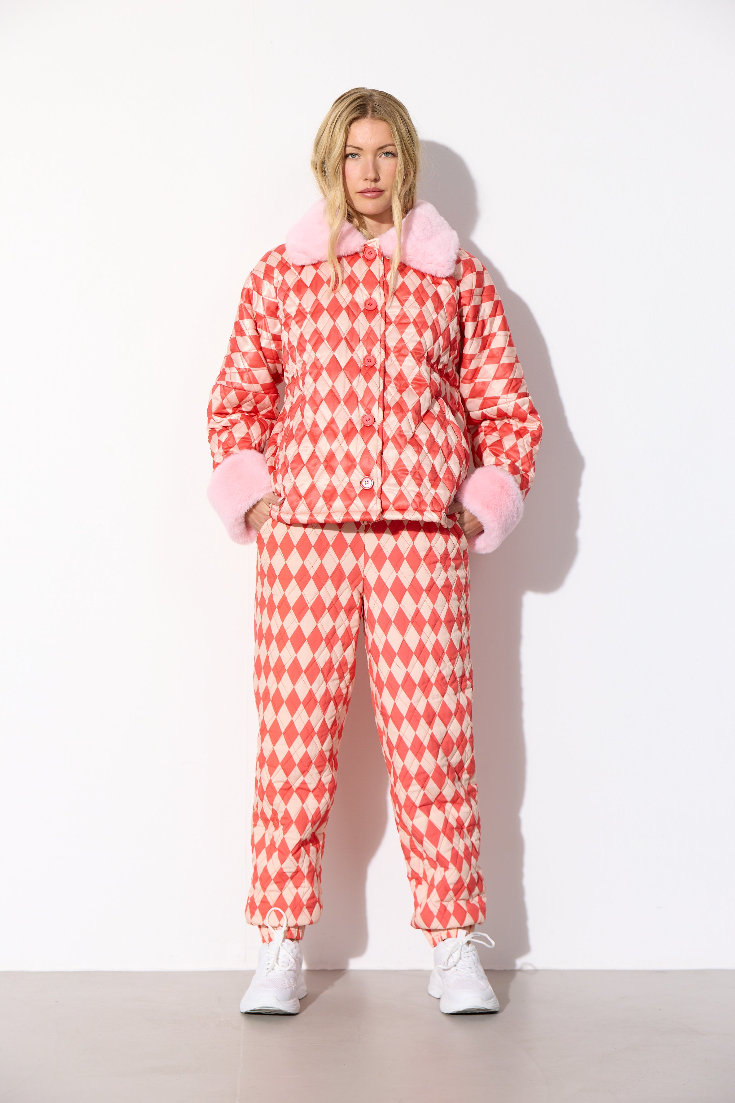 HUNKØN Harly Quilt Trousers Bukser Red Harlequin
