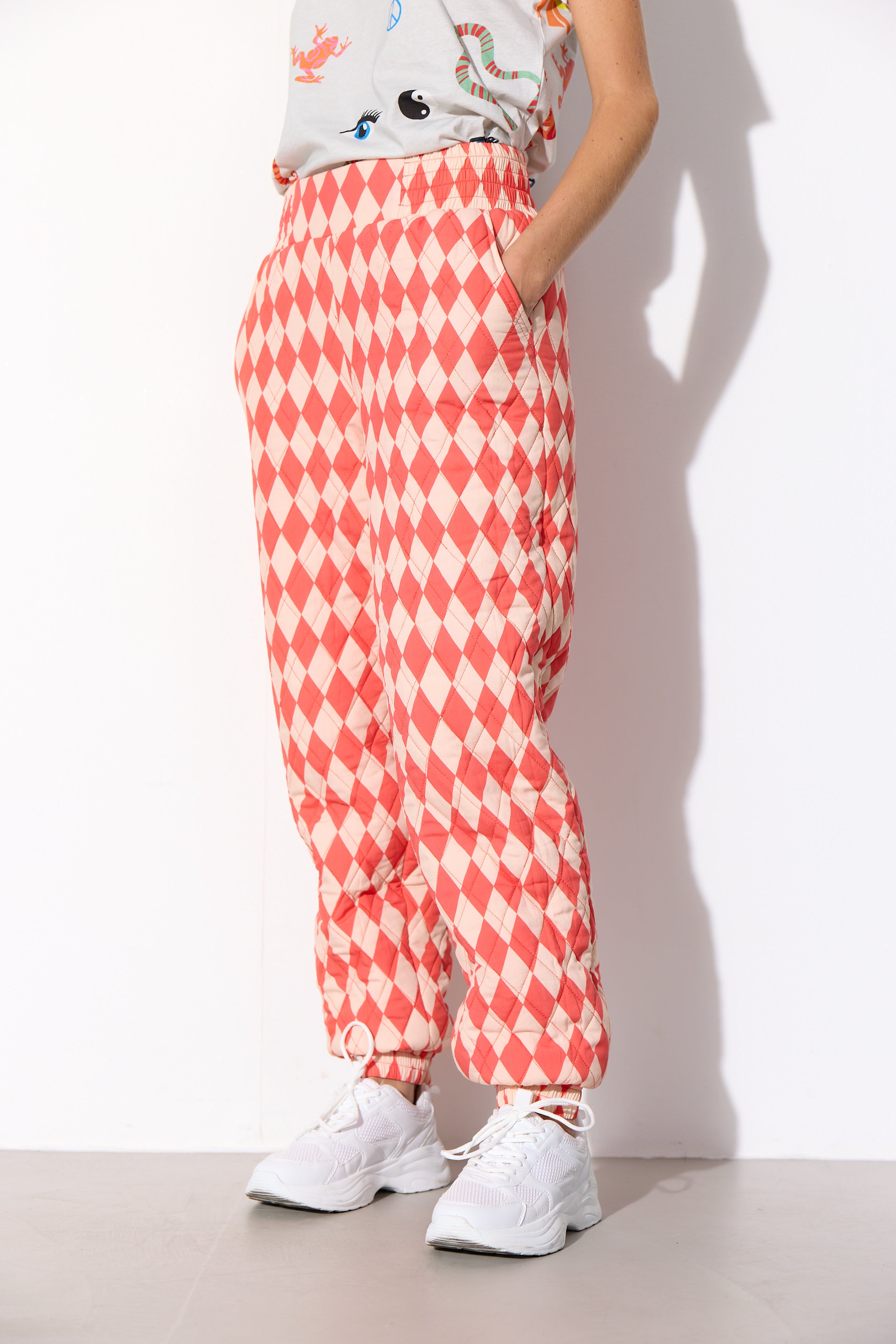 HUNKØN Harly Quilt Trousers Bukser Red Harlequin