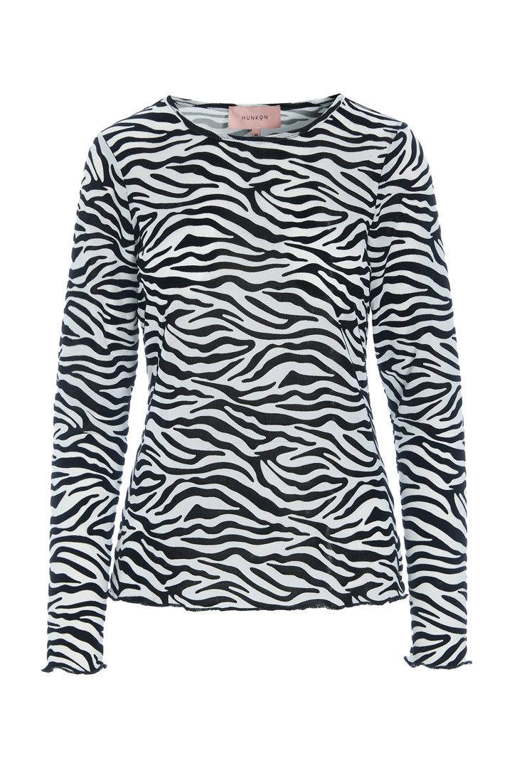 HUNKØN Henry Mesh Blouse Bluser Zebra Striped