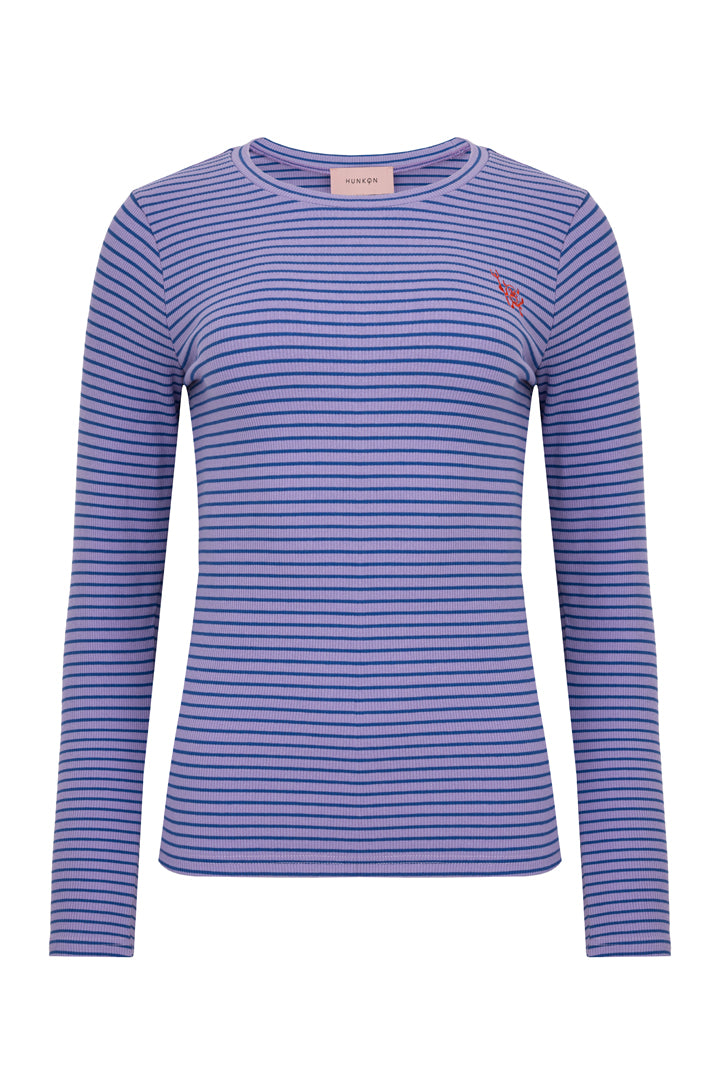 HUNKØN Indie Blouse Bluser Purple Striped