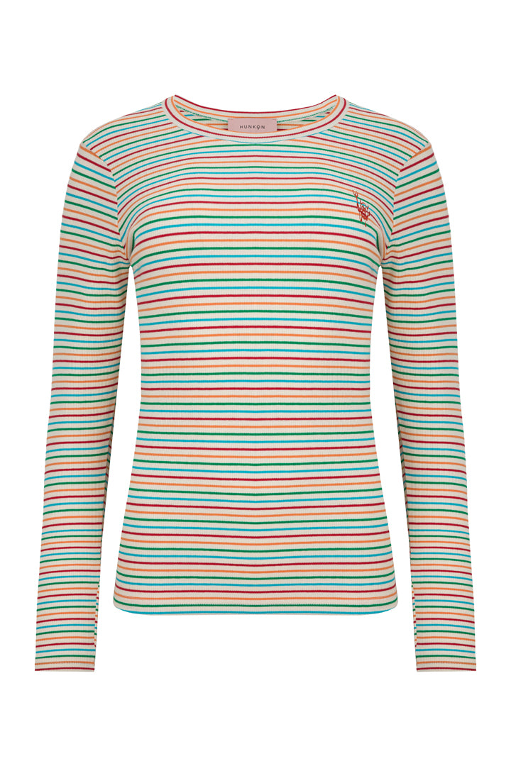 HUNKØN Indie Blouse Bluser Rainbow Striped