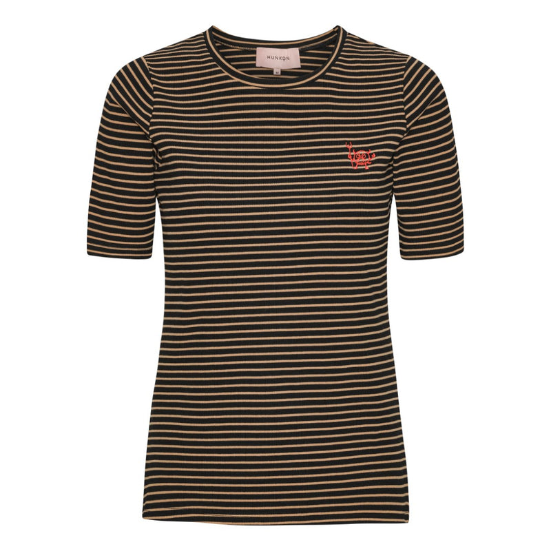 HUNKØN Indie T-shirt T-shirts Brown Striped