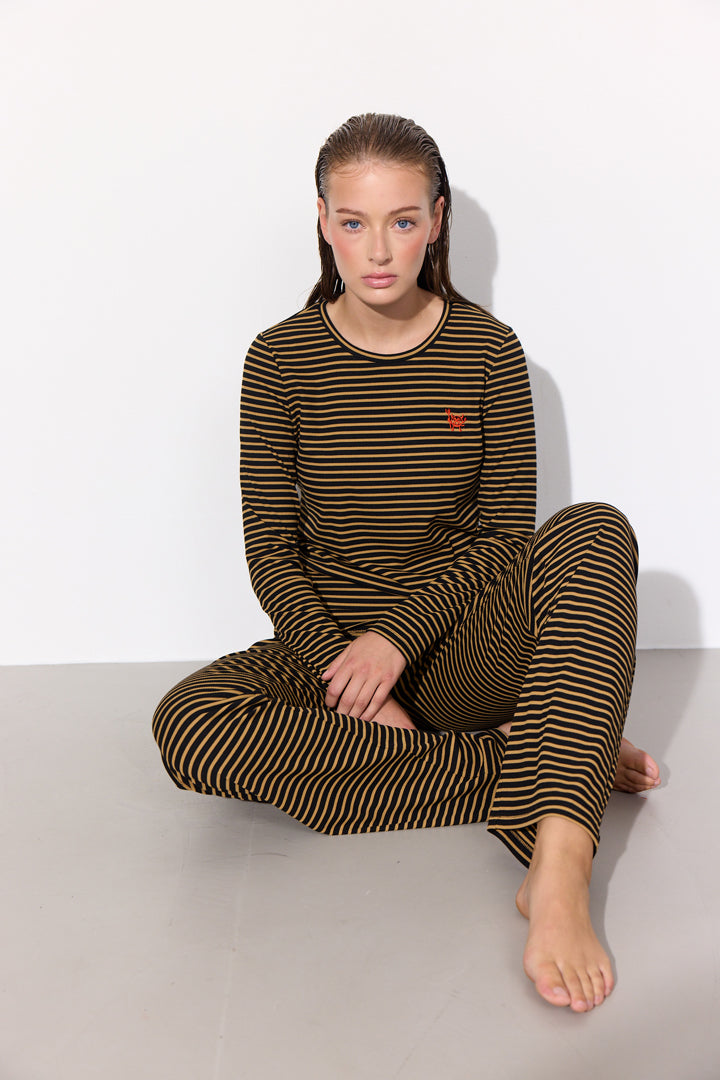 HUNKØN Indie Trousers Bukser Brown Striped