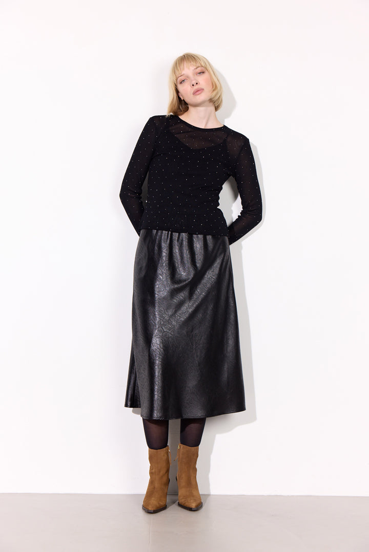 HUNKØN Inez Blouse Bluser Black