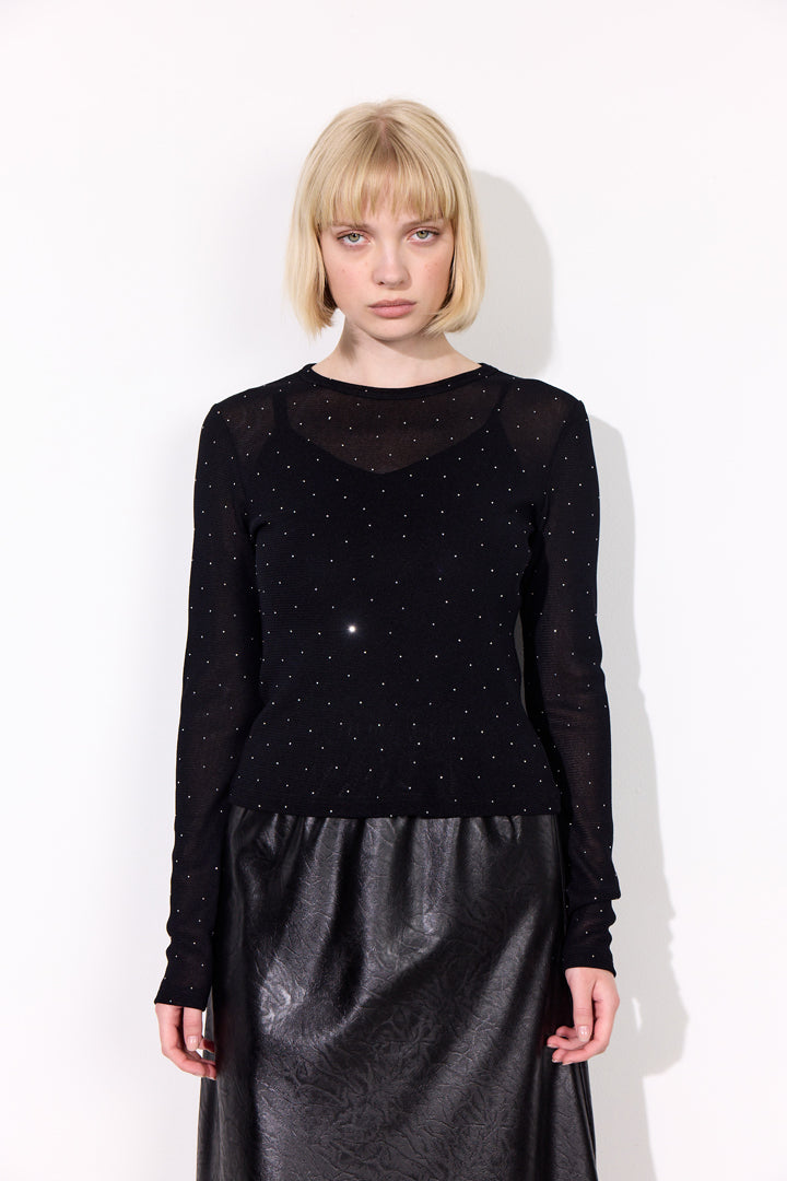 HUNKØN Inez Blouse Bluser Black