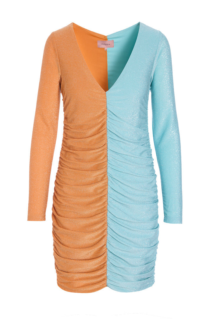 HUNKØN Jasmin Dress Kjoler Peach/Turquoise