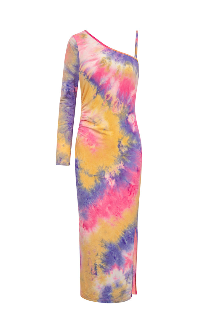 HUNKØN Joan One Shoulder Dress Kjoler Tie dyed