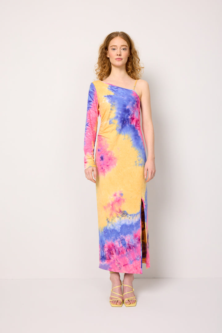 HUNKØN Joan One Shoulder Dress Kjoler Tie dyed