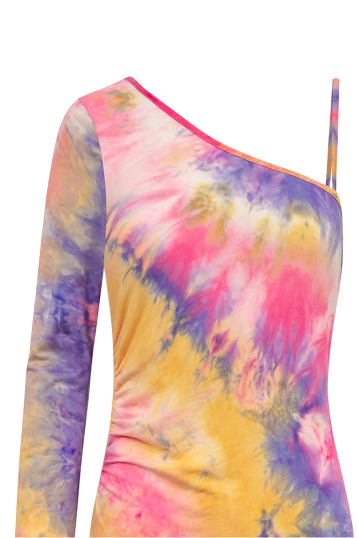 HUNKØN Joan One Shoulder Dress Kjoler Tie dyed