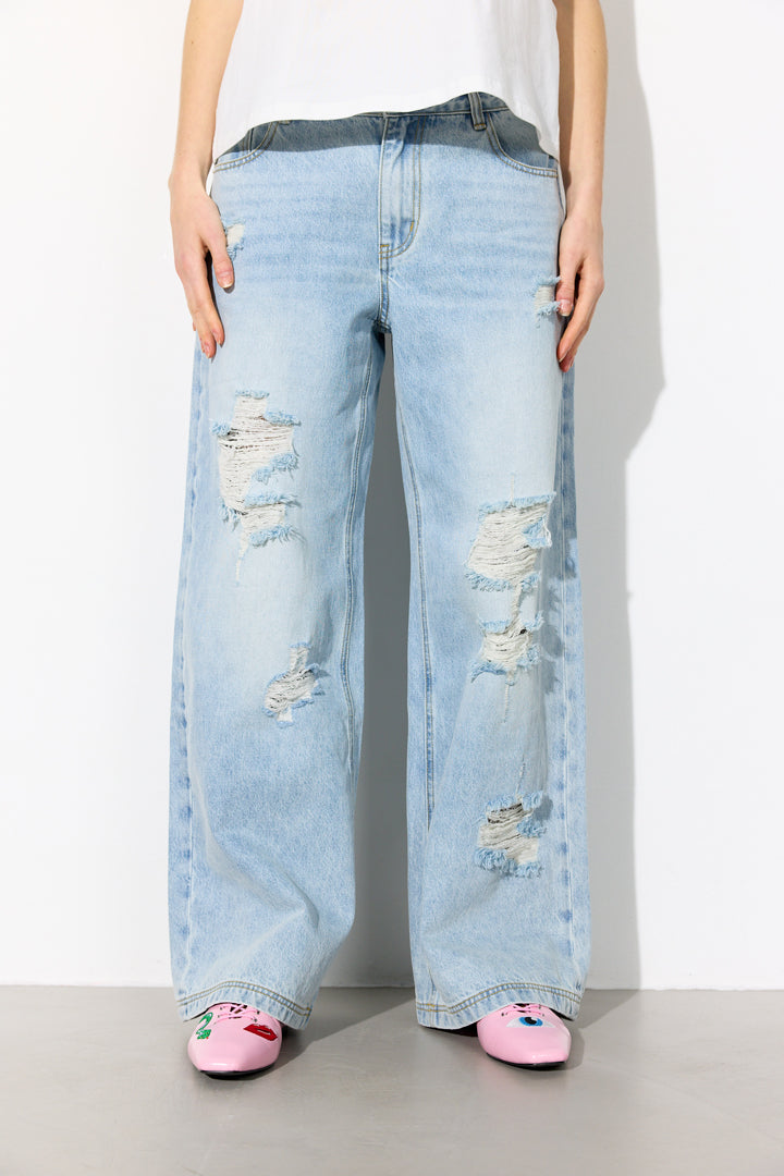 HUNKØN Jody Ripped Jeans Bukser Light Denim