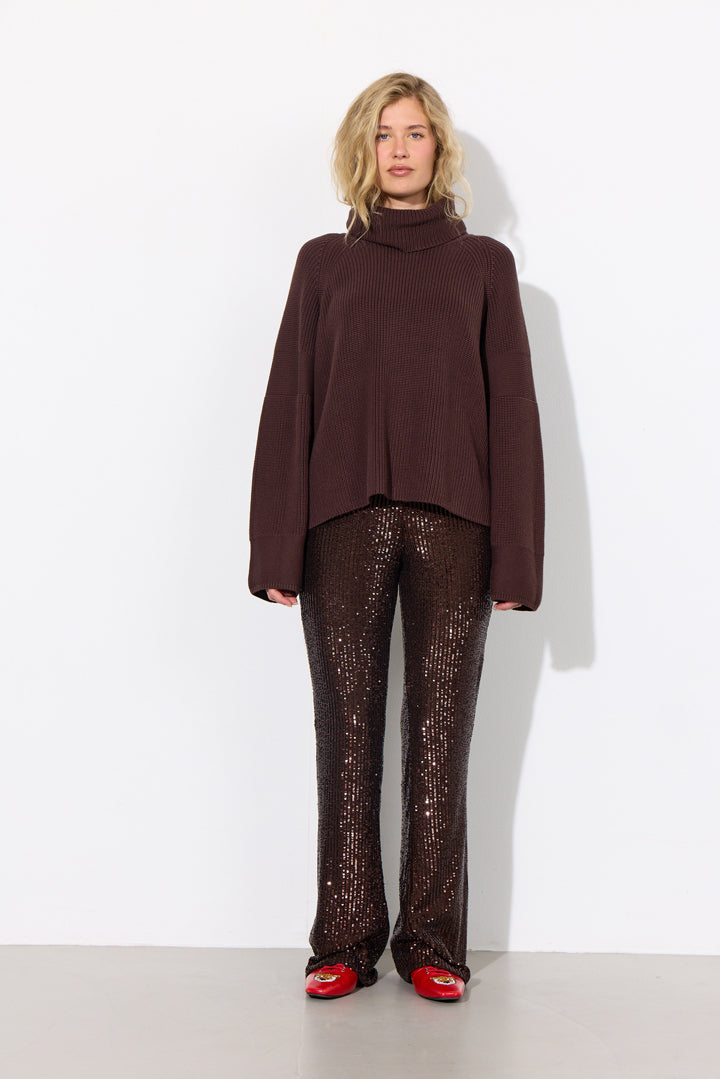 HUNKØN Jona Sequin Trousers Bukser Chestnut
