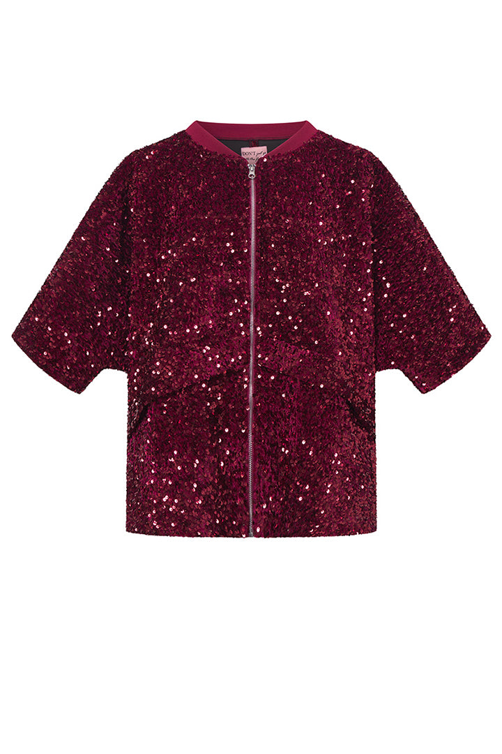 HUNKØN Kaia Sequin Jacket Jakker Deep red