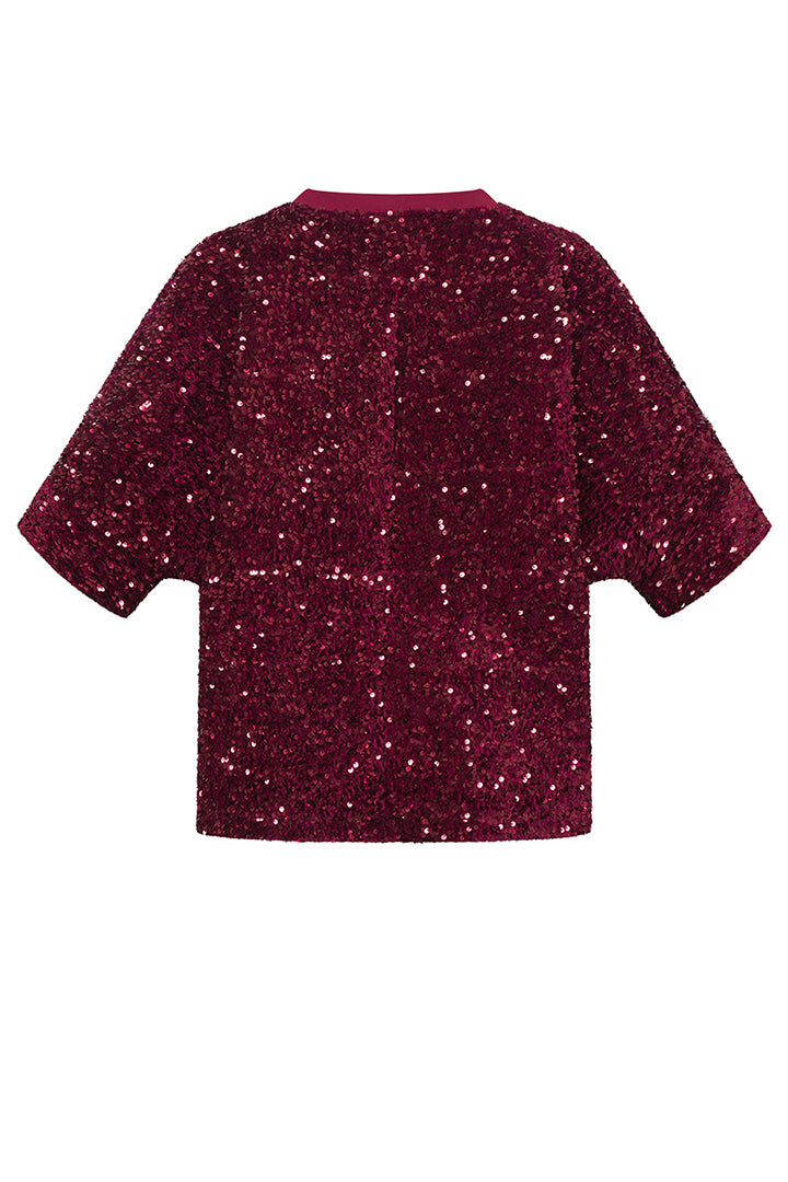 HUNKØN Kaia Sequin Jacket Jakker Deep red