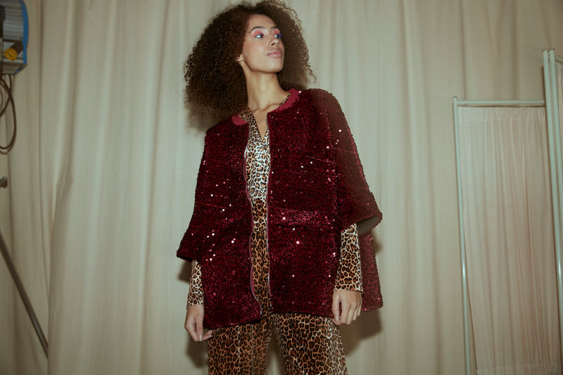 HUNKØN Kaia Sequin Jacket Jakker Deep red