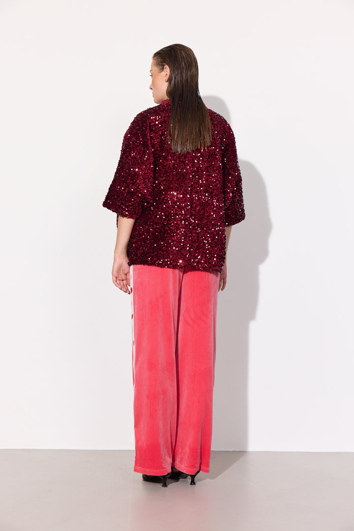 HUNKØN Kaia Sequin Jacket Jakker Deep red